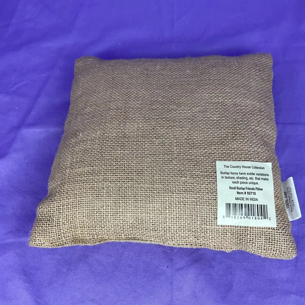 Burlap Friendship Accent Pillow - Funny Best Friends Quote Decor Pillow